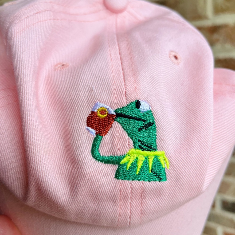 Kermit Tea Meme Baby Pink Hat - Picture 2 of 3